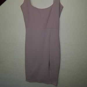 Square Neck Side Split Midi Lilac Dress